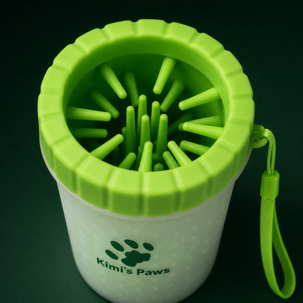 Kimi's Paws Paw Cleaner Cup - close up showing soft silicone bristles