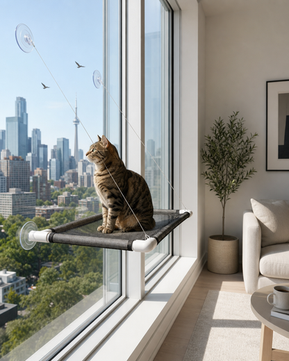 Breathable mesh cat window hammock perch with suction cups