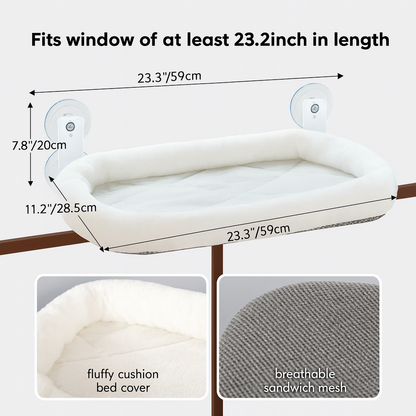 The CloudPerch – Plush Cat Window Shelf & Cozy Hanging Bed