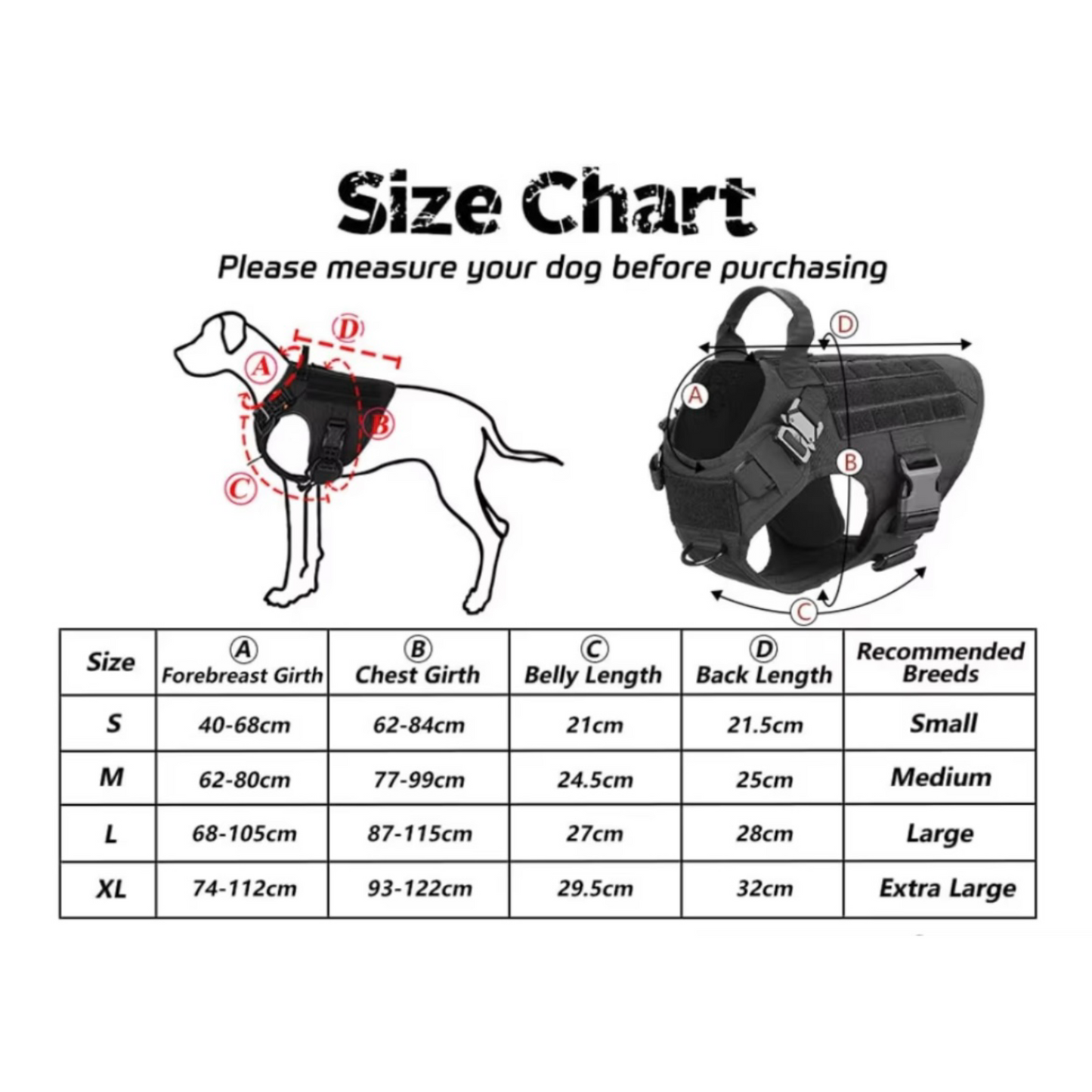 Tactical Dog Harness Vest – Heavy-Duty K9 Training Gear with Control Handle