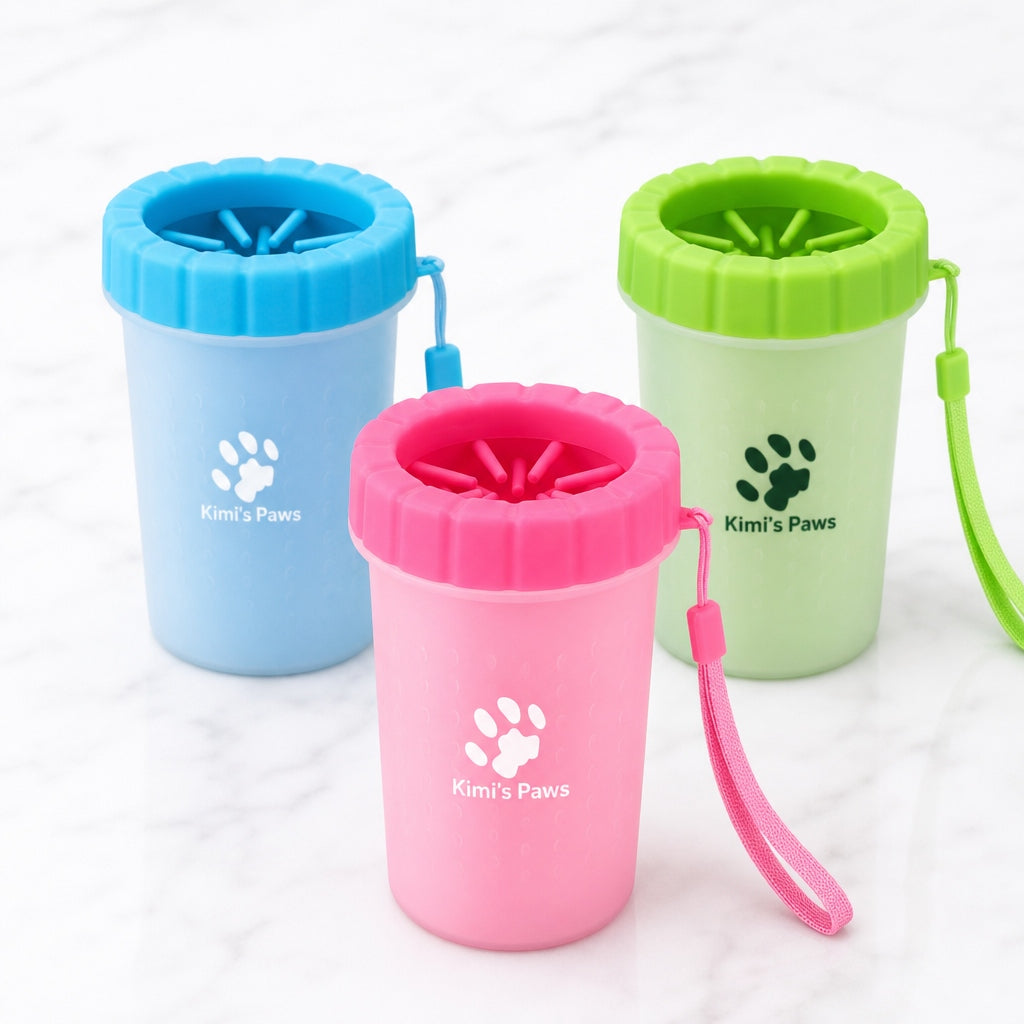 Kimi's Paws Paw Cleaner Cup in Pink, Blue and Green colours